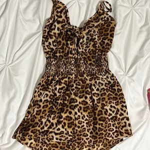 Leopard Printed Romper with front tie